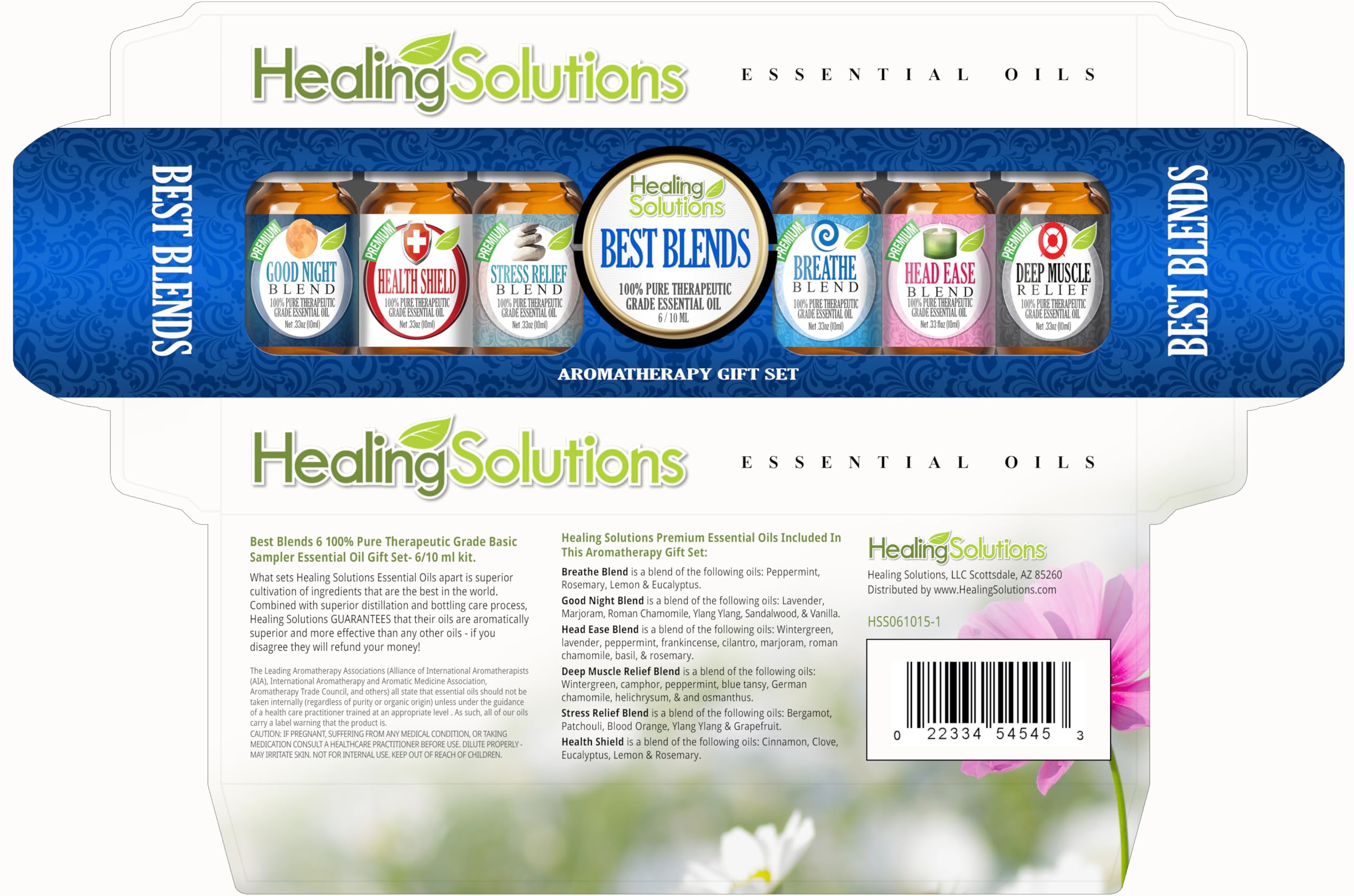 Healing Solutions Premium 6-Piece Essential Oils Set (6x10ml) - 100% Pure Therapeutic Grade Aromatherapy Oils for Diffusers, Massage & Relaxation | Perfect Gift for Home Spa, Yoga & Wellness Enthusiasts