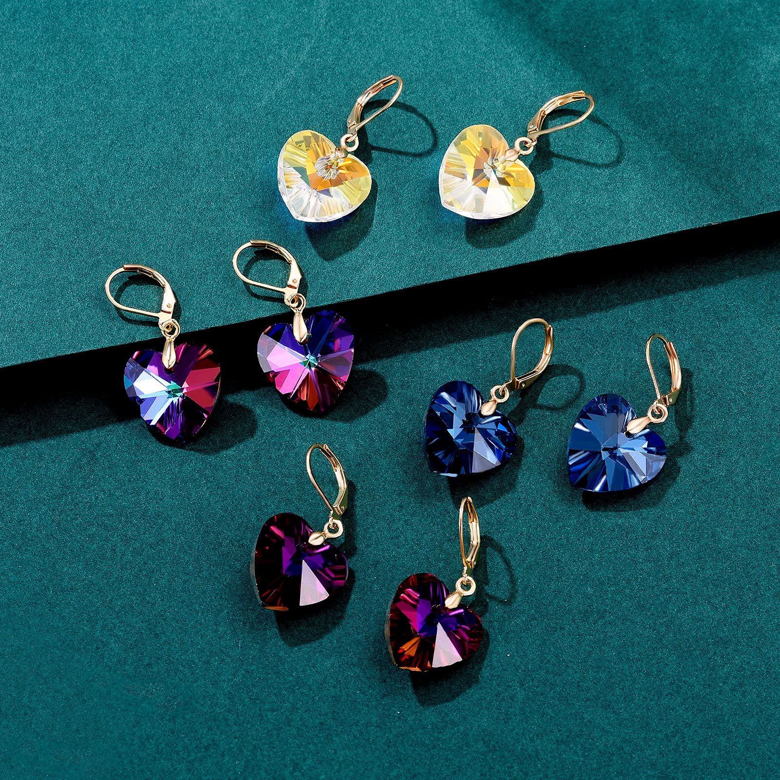 16 Pairs Multi-Color Small Dangle Earrings for Women - Crystal Earrings Set with Butterfly, Heart & Teardrop Shapes | Perfect for Parties, Weddings & Everyday Wear