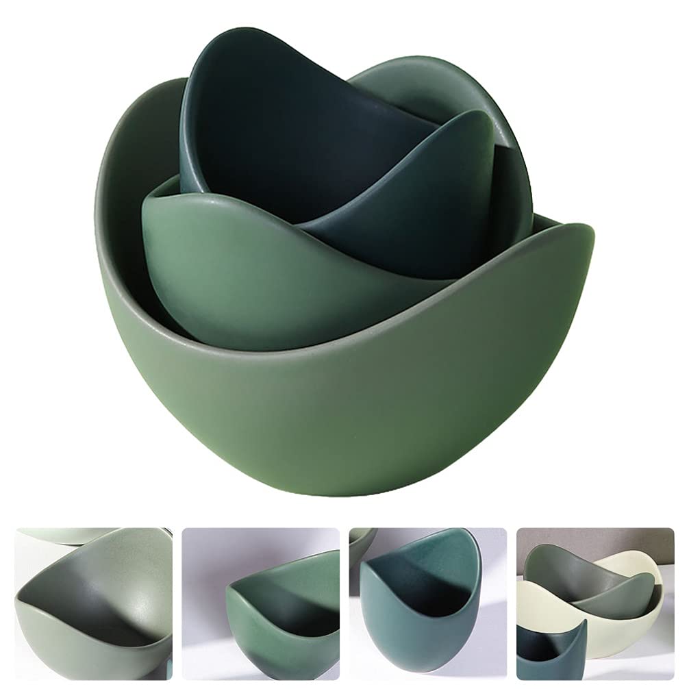 Lotus Ceramic Serving Bowls Set - 6-Piece White Porcelain Dessert, Salad, Soup & Pasta Bowls for Microwave Safe Household Use | Perfect for Kids Meals, Party Snacks & Family Dining