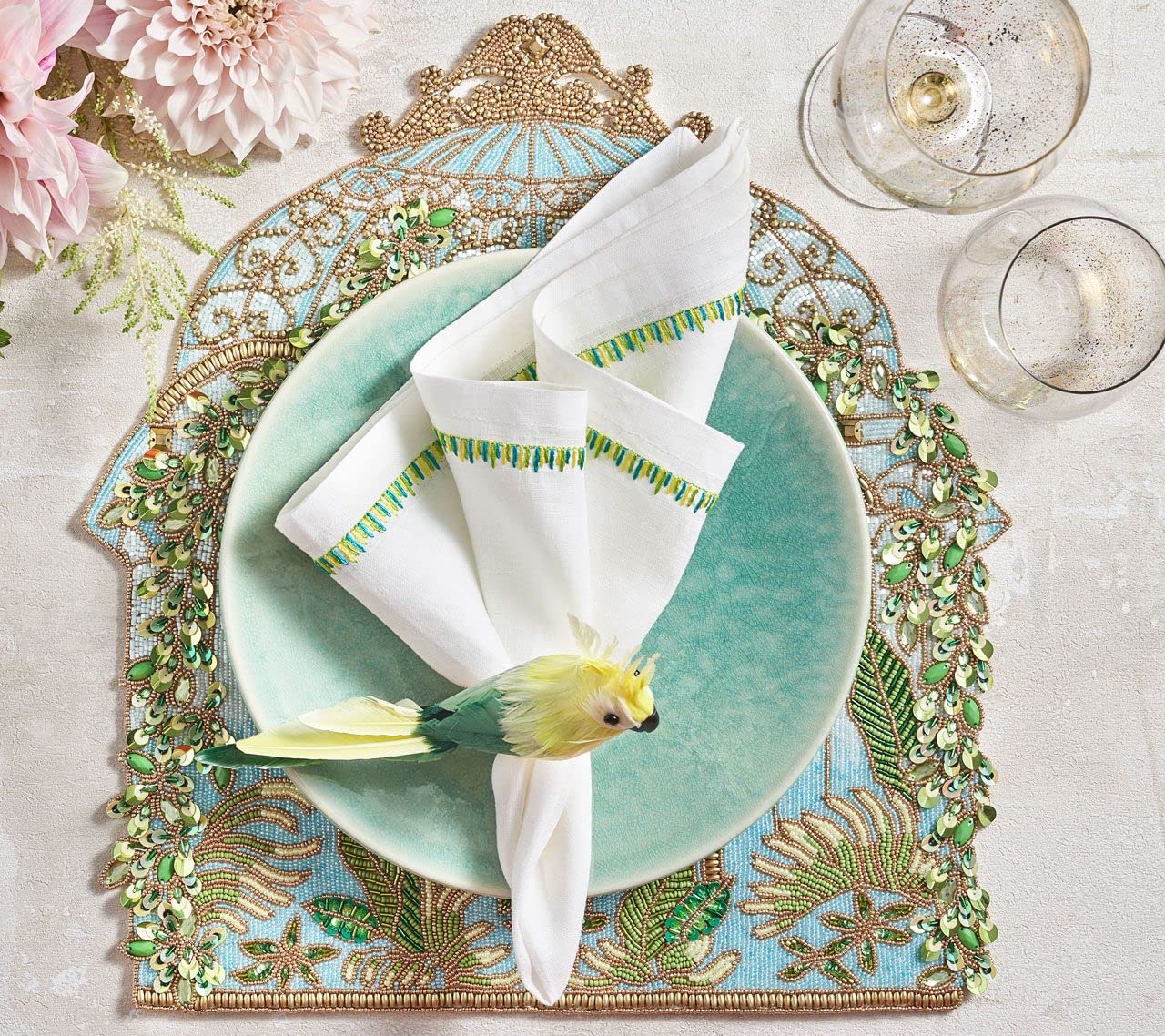 Kim Seybert Arbor Placemats Set of 2 - Stylish Decorative Table Mats for Dining Room, Kitchen, and Holiday Entertaining - Waterproof & Heat Resistant for Everyday Use