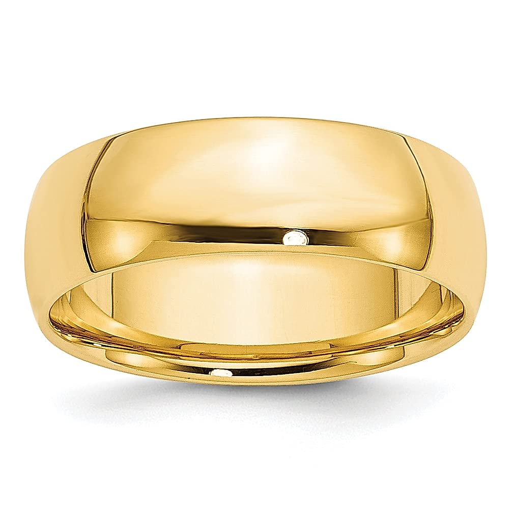 14K Yellow Gold 7mm Lightweight Comfort Fit Wedding Band Ring for Men - Size 10.5 - Classic Fine Jewelry for Grooms, Dads & Him - Perfect for Weddings, Anniversaries & Special Occasions