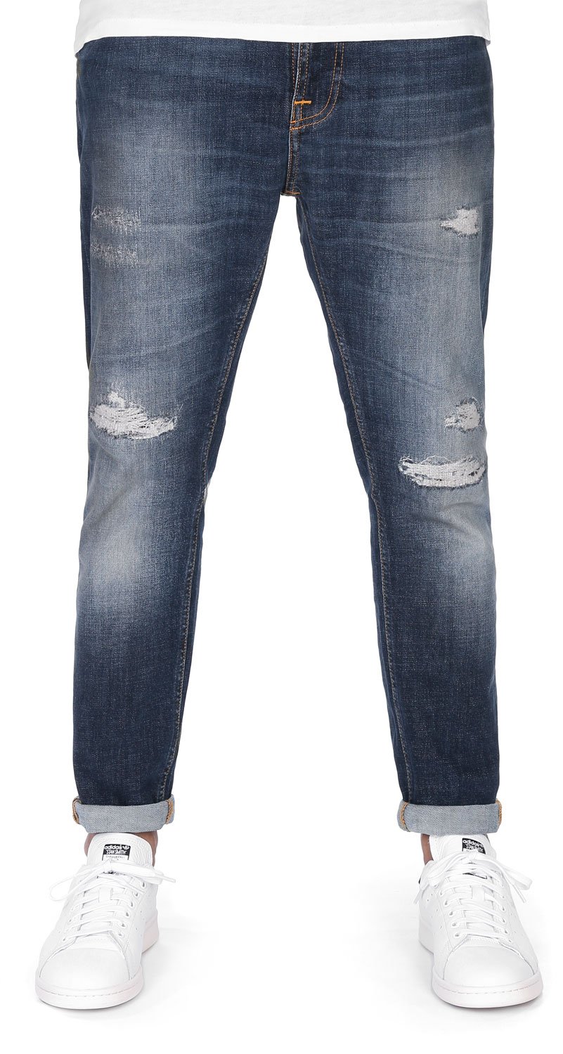 Nudie Jeans Men's Brute Knut Jean - Slim Fit Blue Reed Denim Pants for Casual Wear & Everyday Style | Perfect for Work, Dating & Weekend Outfits