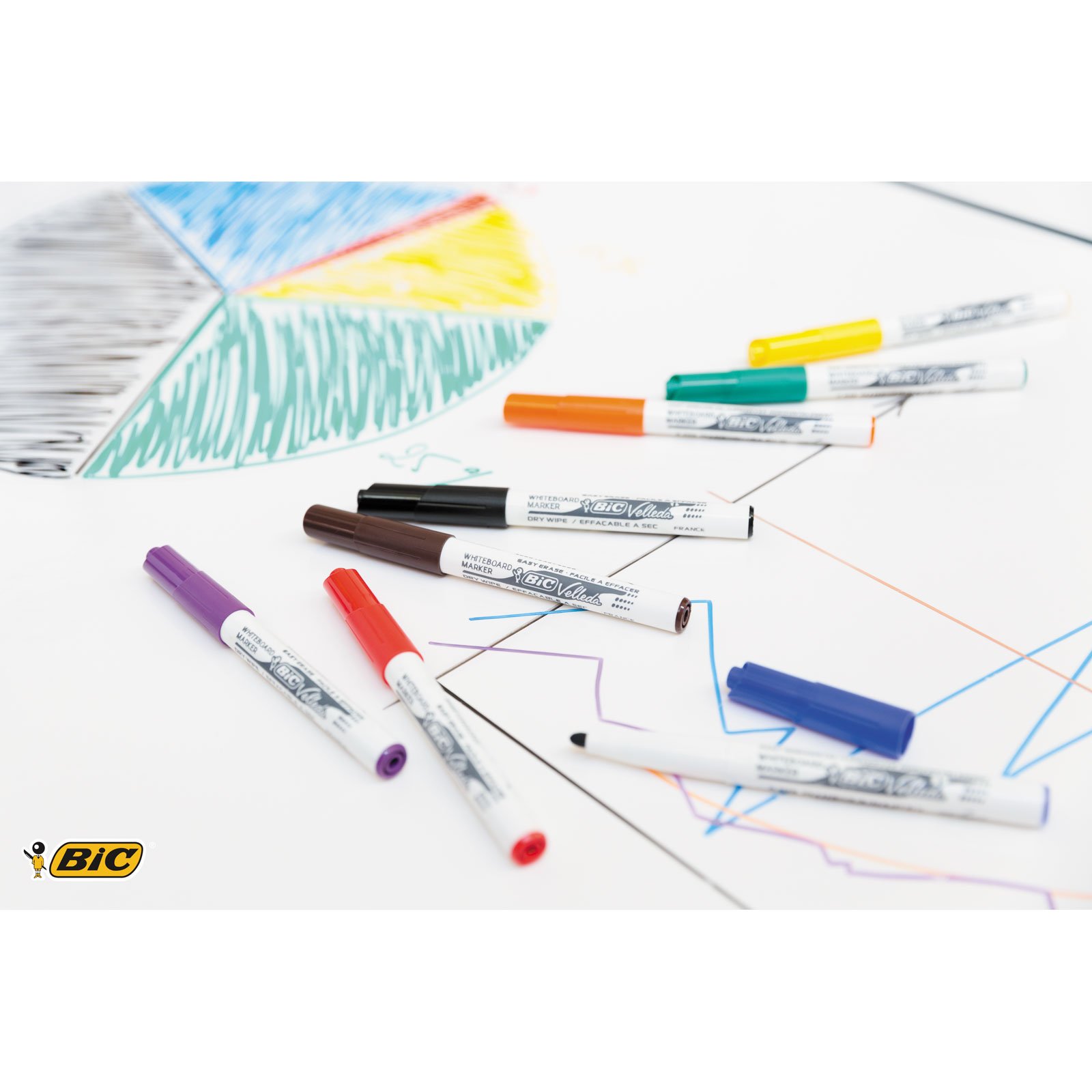 BIC Velleda 1741 Dry Erase Markers - 12 Pack Green Whiteboard Pens for Office, Classroom & Home Use - Non-Toxic, Low-Odor Markers for Whiteboards, Glass & Smooth Surfaces