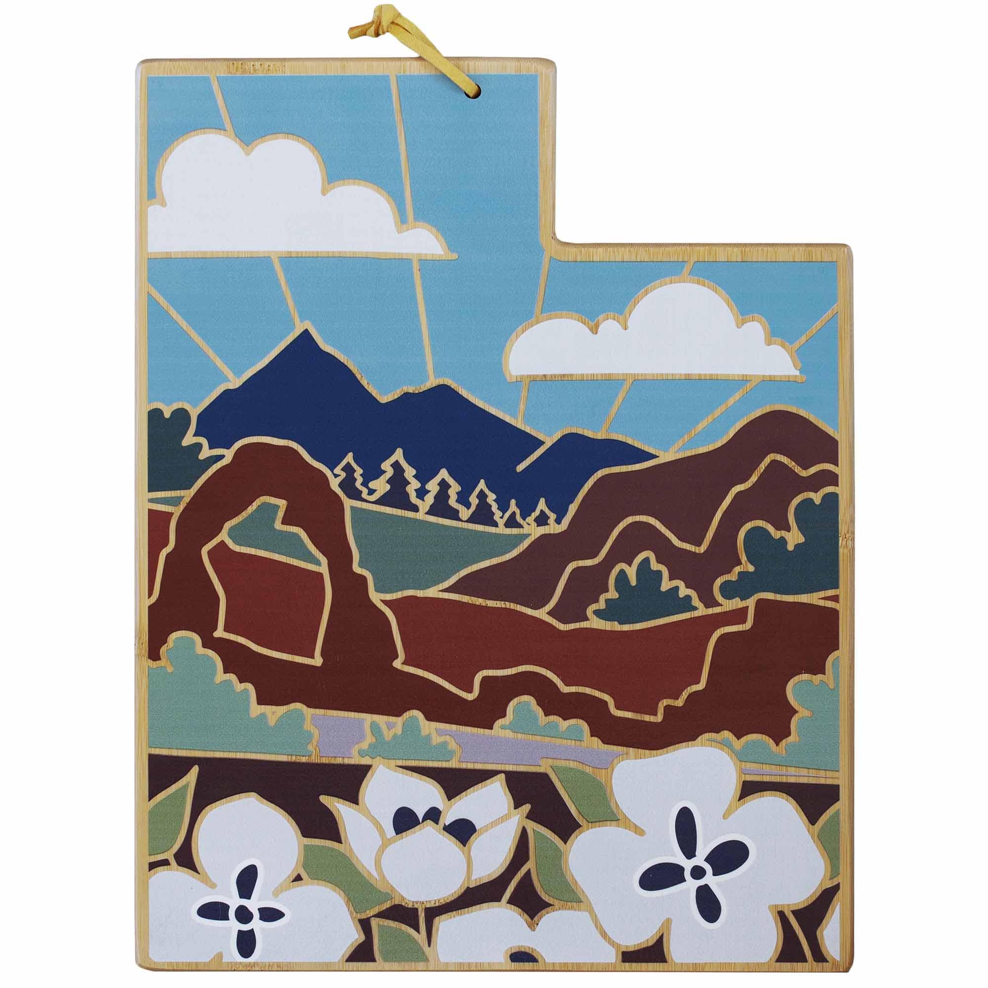 Handcrafted Utah-Themed Wooden Cutting Board with Summer Stokes Art - Perfect for Kitchen Decor & Gift Giving