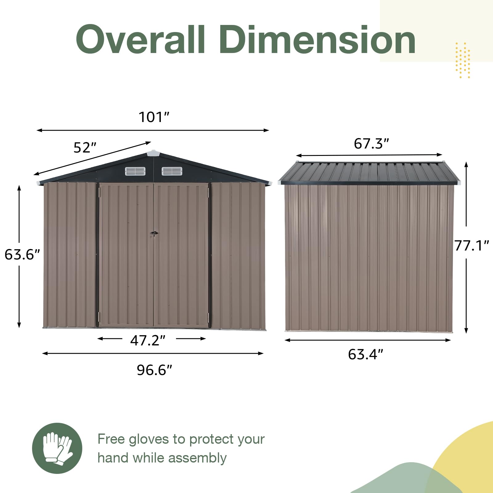 OC Orange-Casual 8x6 FT Outdoor Metal Storage Shed - Galvanized Steel Garden Tool Shed with Lockable Door for Backyard, Patio & Lawn (Brown) | Weatherproof Storage for Gardening Tools, Lawn Equipment & Outdoor Supplies