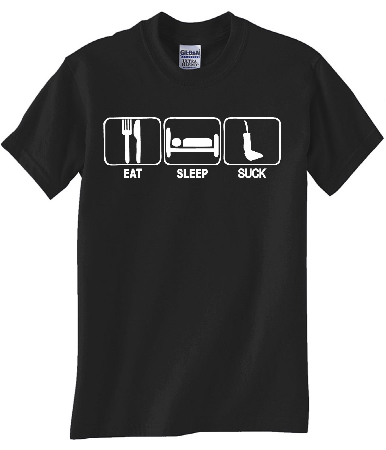 EAT Sleep Suck Black Graphic T-Shirt - Funny Sarcastic Tee for Men & Women - Casual Streetwear for Parties, Gifts and Everyday Wear