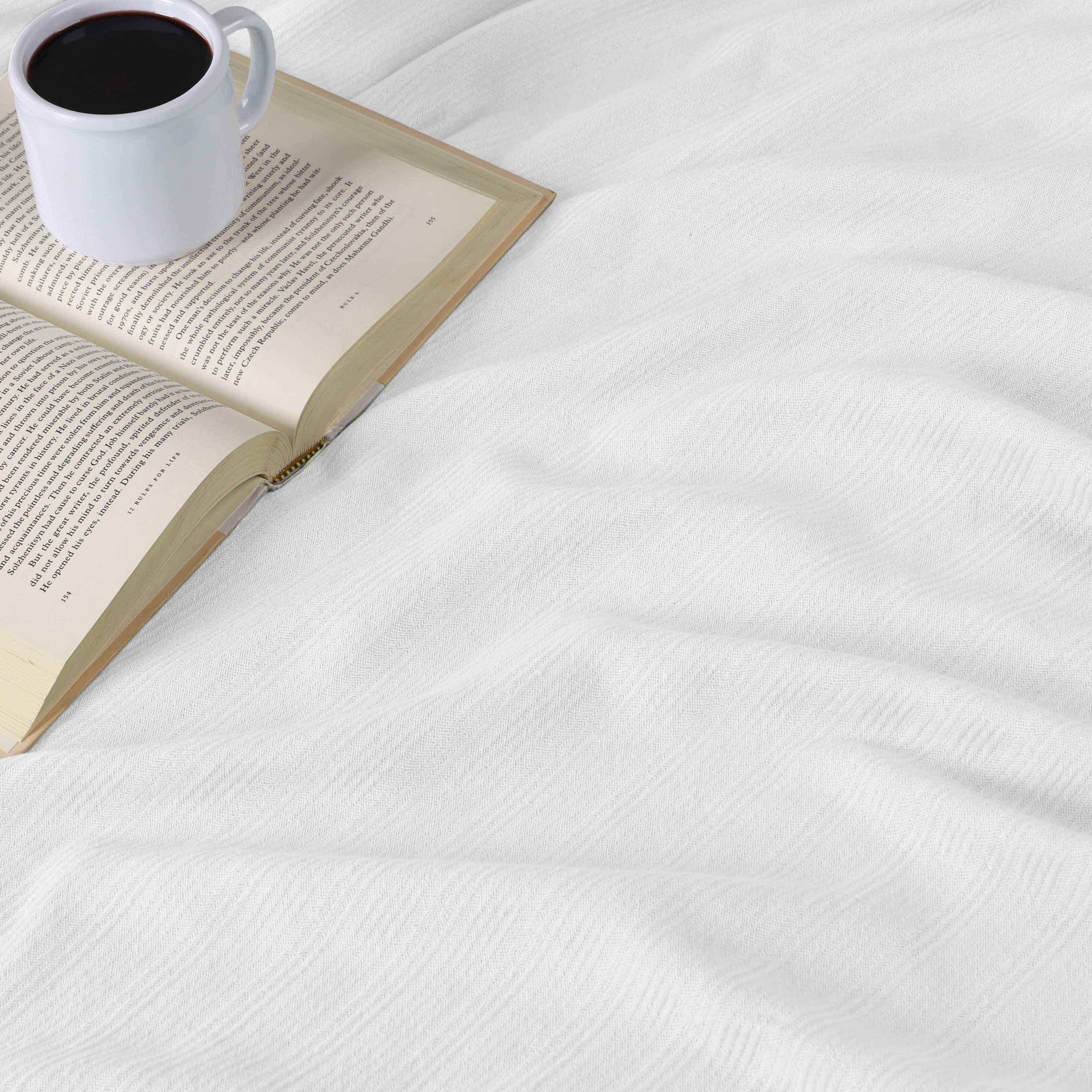 Premium Milan Cotton Textured Striped Lightweight Woven Blanket - Soft & Breathable Throw for Sofa, Bed, Picnic & Outdoor Use