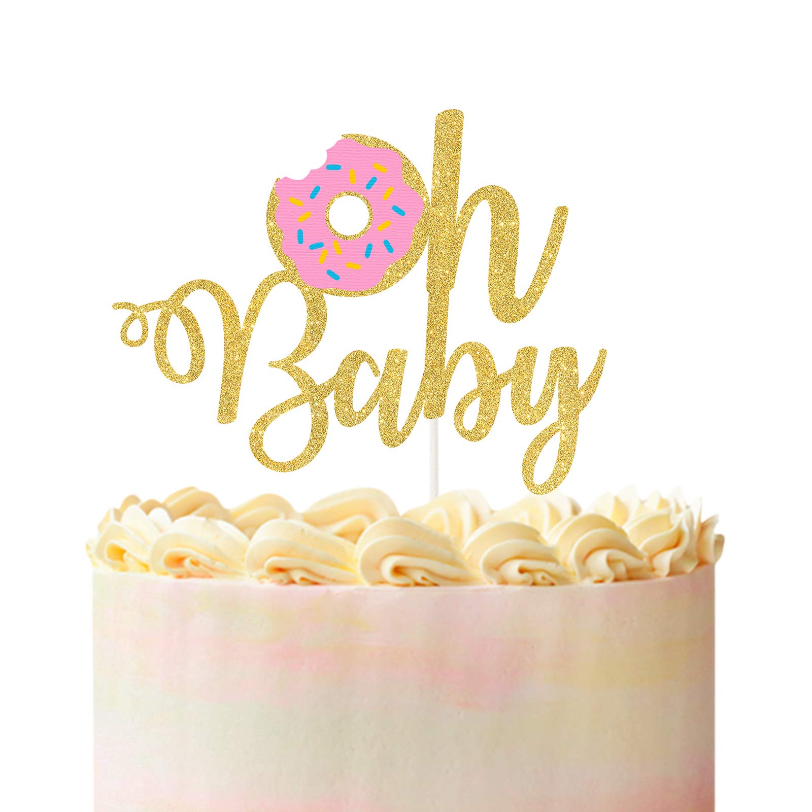 Oh Baby Donut Cake Topper - Sprinkle with Love for Baby Shower, Gender Reveal & Donut Themed Party Decorations - Perfect for Birthday Celebrations, Nursery Decor and Sweet Treat Displays