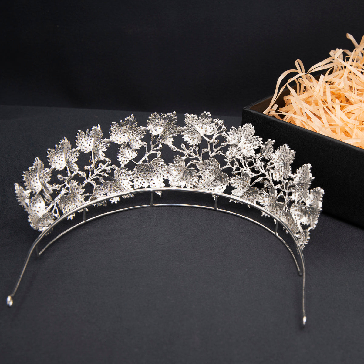 Exquisite Silver Danish Royal Ruby Tiara with Crystals - Elegant Princess Mary Crown for Women (HG129SIL) | Perfect for Weddings, Pageants, and Royal-Themed Parties