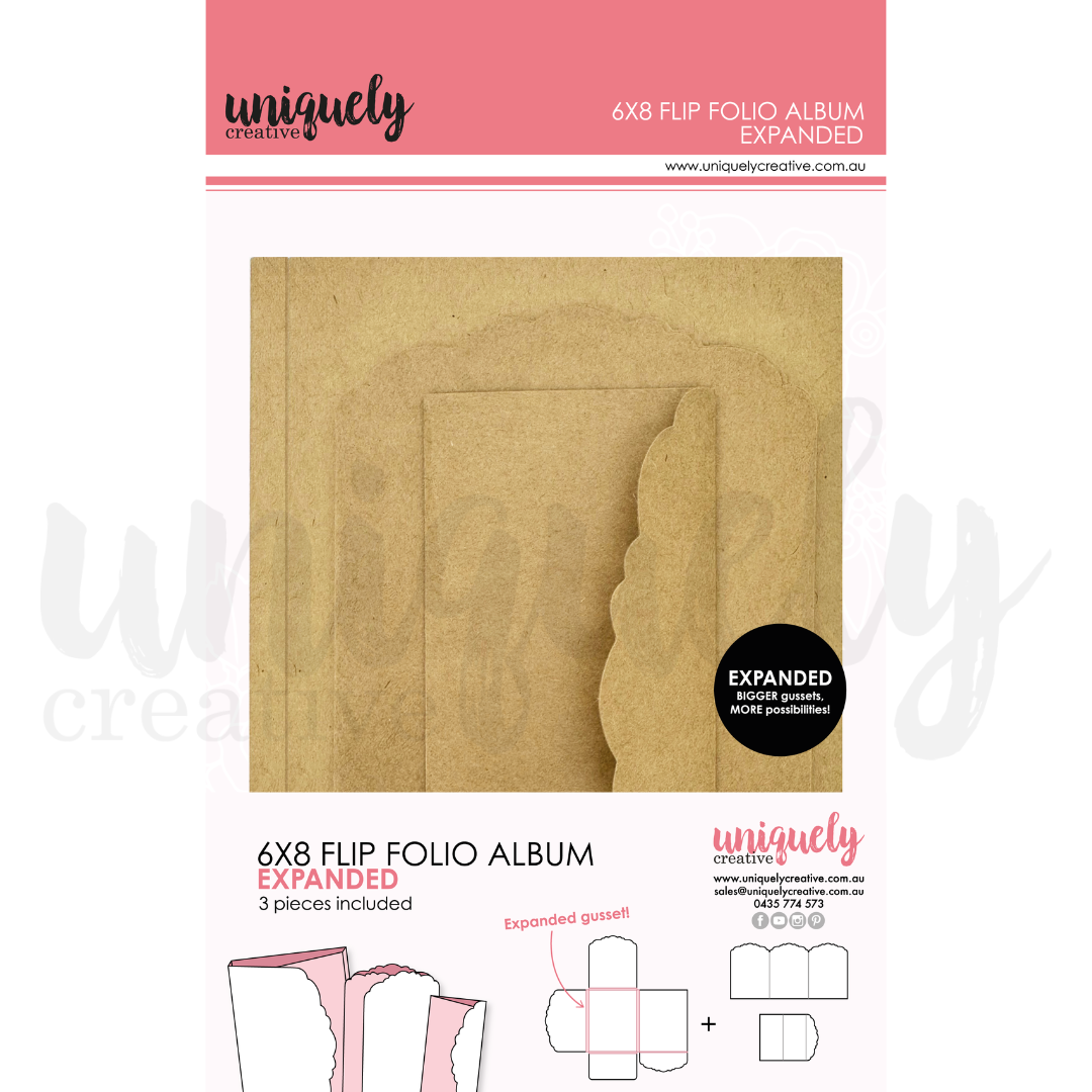6 x 8 Inch Kraft Brown Flip Folio Photo Album with Expandable Pages - Perfect for Wedding, Travel & Family Memory Scrapbooking