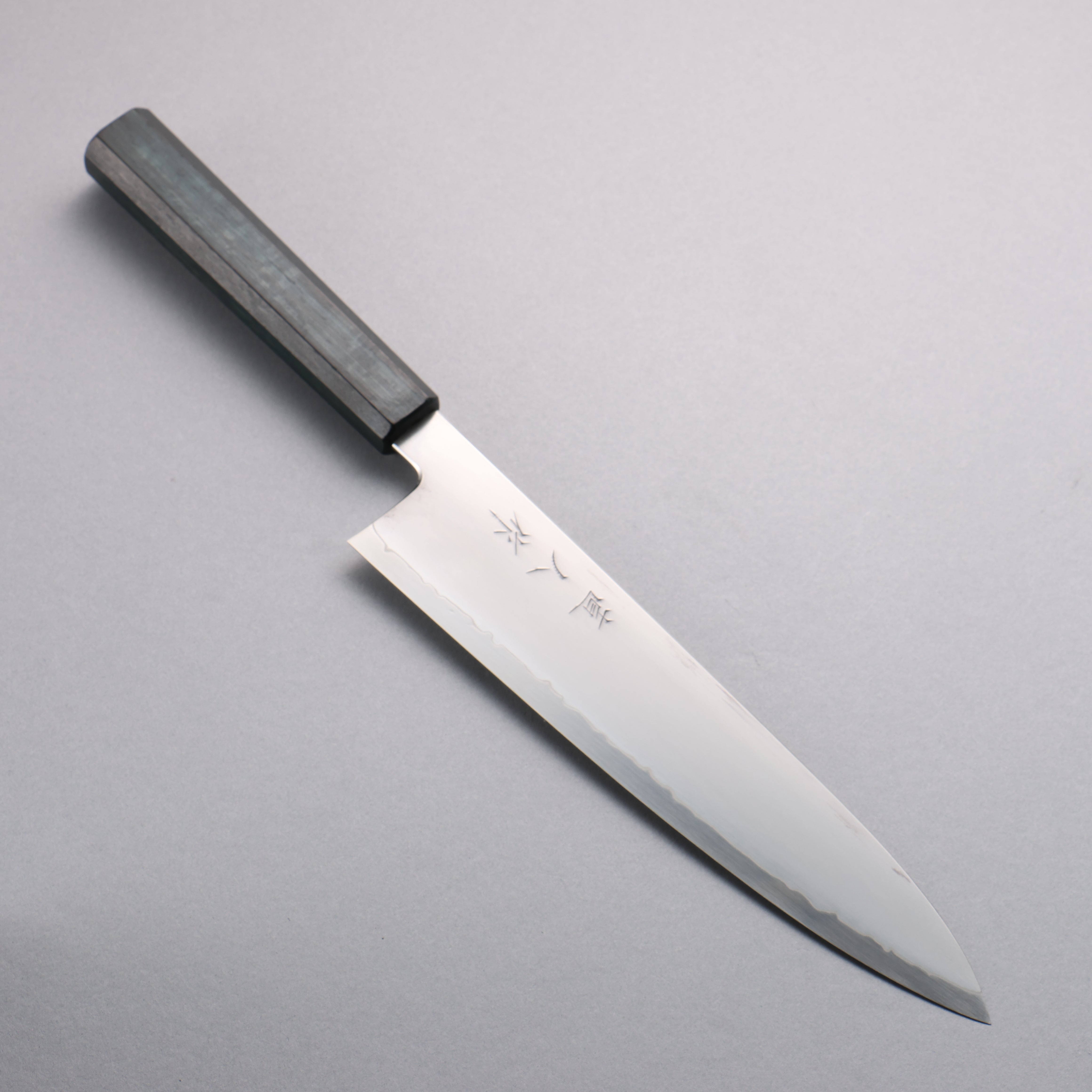 Premium SG2 Kasumitogi Gyuto 240mm Japanese Chef Knife with Indigo Dyed Oak Handle – Perfect for Sushi, Meat Slicing & Professional Kitchen Use