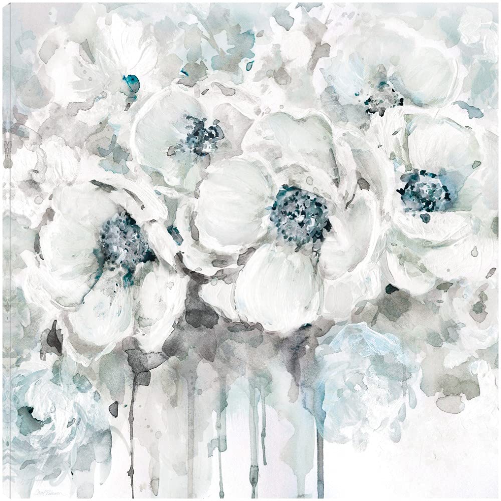 Botanical Wall Art Canvas Print - Spring Blues II by Carol Robinson | 37x37 Inch Bathroom & Bedroom Decor | Nature Inspired Plant Pictures for Home & Office