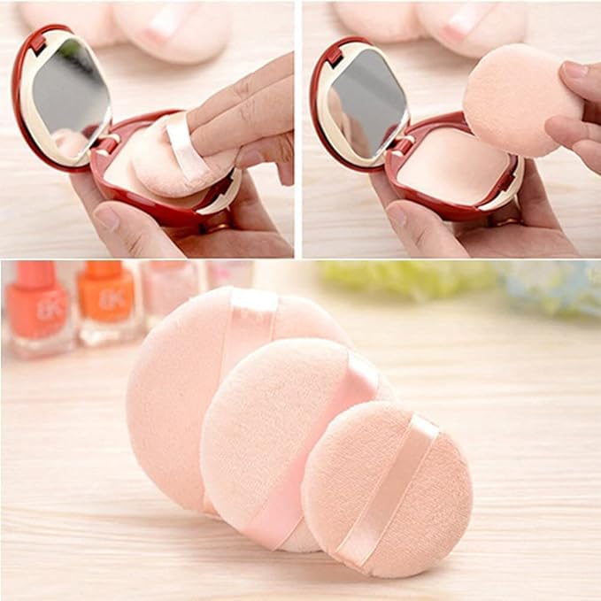 BANIRA Cotton Powder Puff 6Pcs - Makeup Sponge for Foundation & Loose Powder - Perfect for Professional Makeup Application