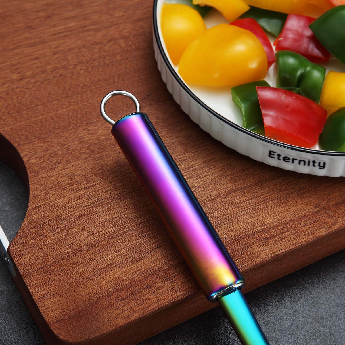 **Berglander Stainless Steel Rainbow Spatula - Titanium-Plated Solid Turner for Cooking, BBQ, Flipping Fish & Pancakes - Colorful Kitchen Utensil for Professional & Home Chefs**