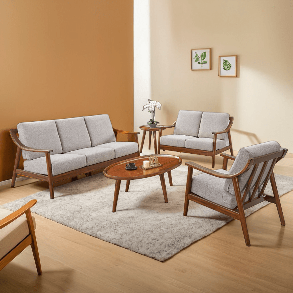 Premium Kaelum Solid Wood Sofa - Modern & Durable Living Room Furniture for Home, Office, or Lounge - Comfortable Seating with Stylish Design