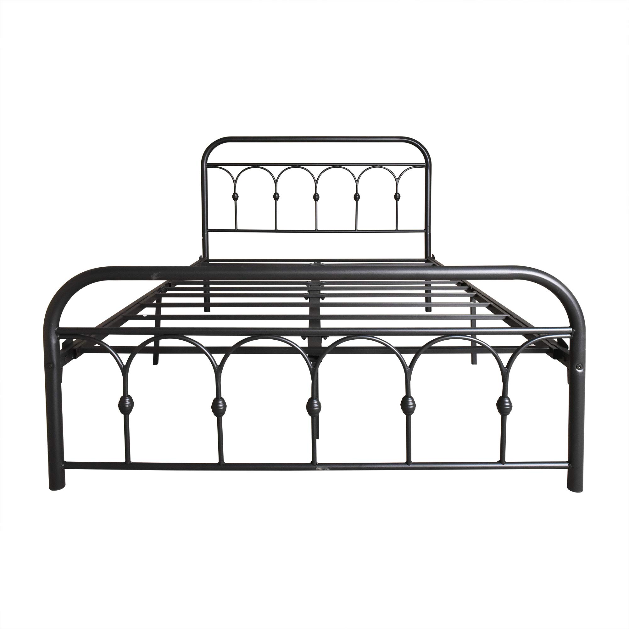 Vintage Full Size Metal Platform Bed Frame with Headboard & Footboard - 12.4