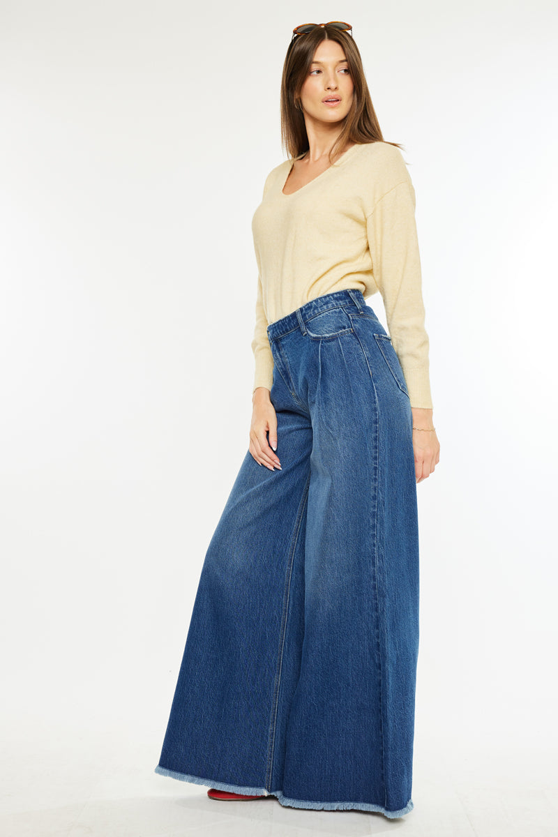 Marley High Rise Super Wide Leg Jeans for Women - Stretchy Denim Pants with Comfortable Fit - Perfect for Casual Outfits, Streetwear & Boho Fashion