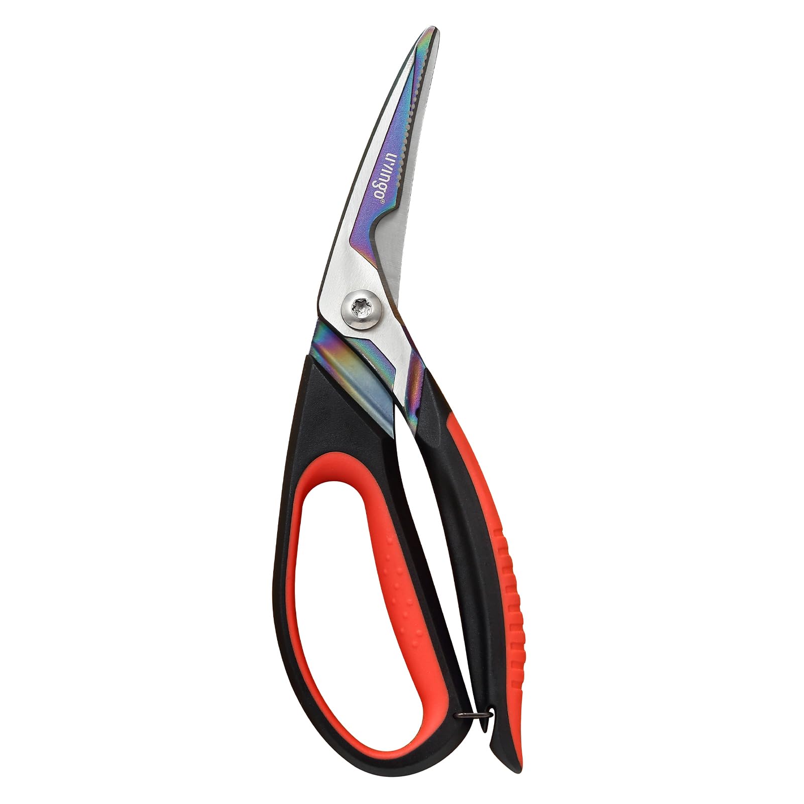 LIVINGO Heavy Duty Kitchen Scissors - Titanium Coated Sharp Poultry Shears for Cutting Chicken Bones, Meat, Vegetables | Multipurpose Food Scissors with Comfortable Grip & Safety Lock (9.5 Inch) | Perfect for Meal Prep, Butchering, and Home Cooking