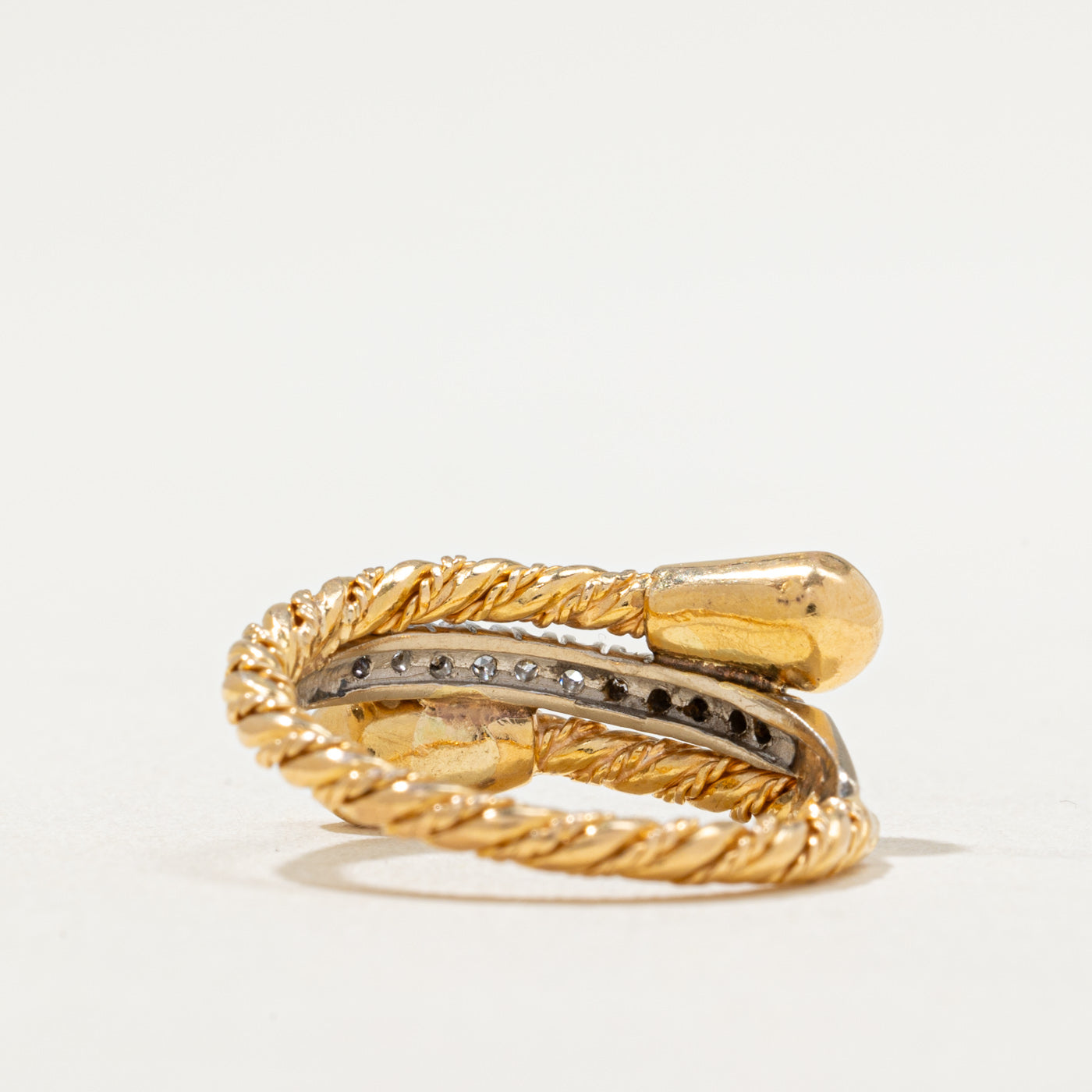 0.11ctw Diamond Wrap Rope Ring - Size 6.75 | Elegant Stackable Wedding Band for Women | Perfect for Engagement, Anniversary & Everyday Jewelry