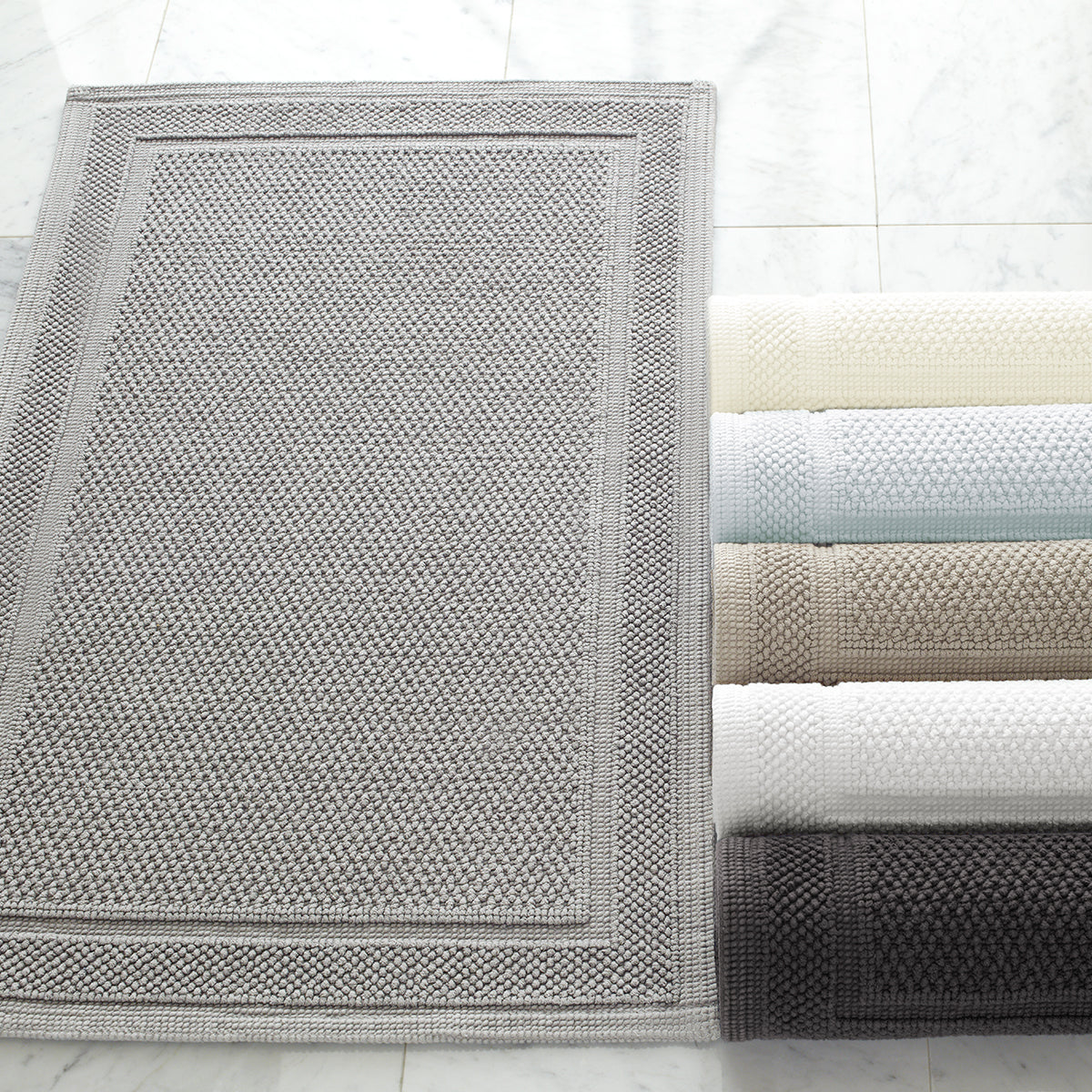 Premium Kassatex Athens Bath Rugs - Super Absorbent, Non-Slip Bathroom Mat for Shower & Tub - Soft Microfiber Cotton Blend for Home, Spa & Hotel Use