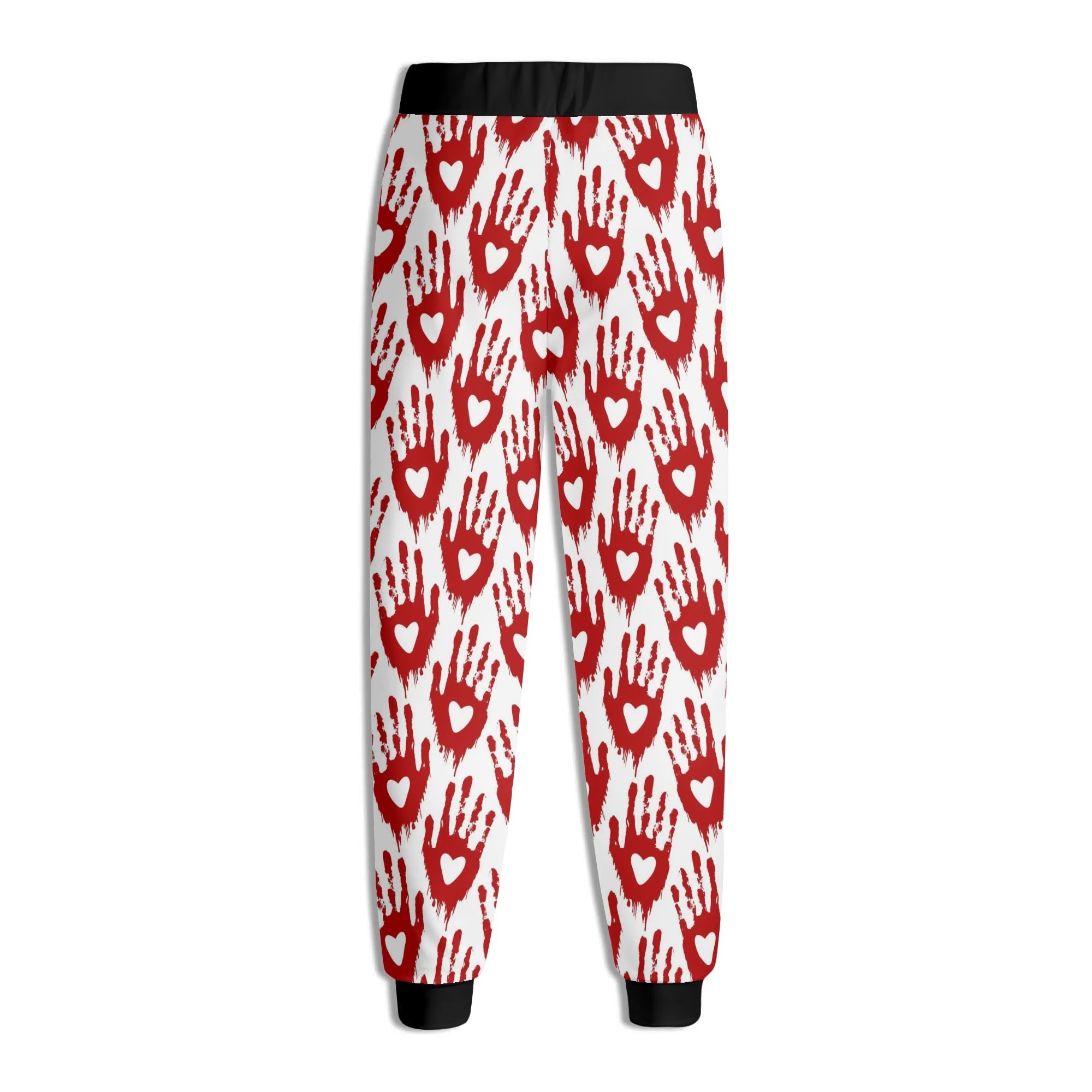 Bloody Hand Prints Of Love Joggers Sweatpants - Gothic Horror Themed Lounge Pants for Halloween, Cosplay & Casual Wear