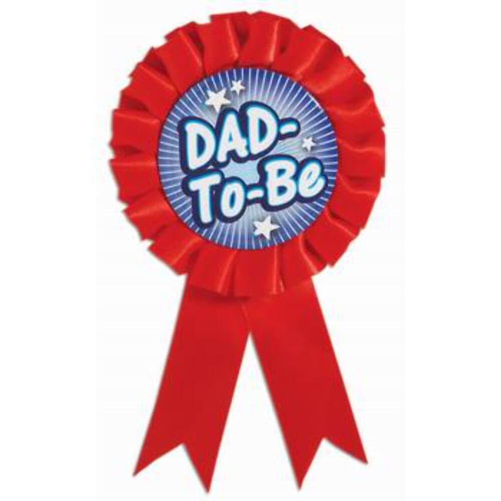 Best Dad To Be Award Ribbon - Red - Forum Novelties 72154 - Perfect for Baby Showers, Father's Day Gifts & Gender Reveal Parties
