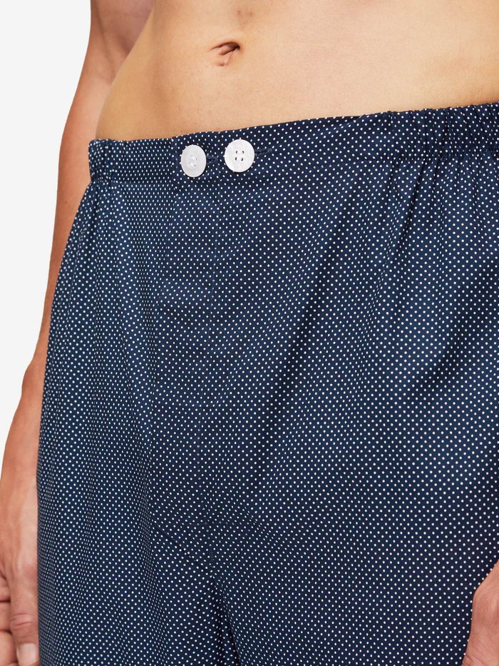 DEREK ROSE Plaza 21 Cotton Batire Pajamas for Women - Soft & Breathable Sleepwear Set in Navy Blue - Perfect for Lounging, Travel & Relaxation at Home