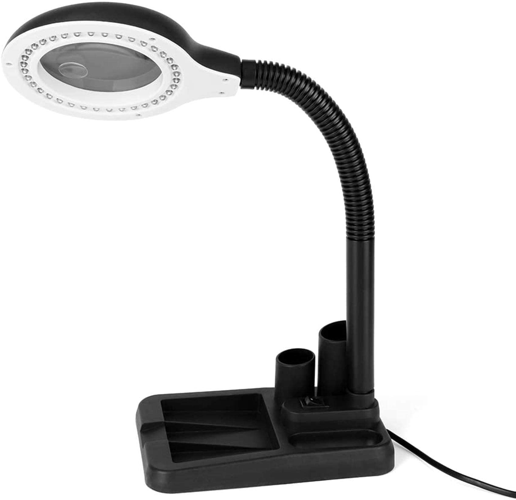 5X 10X Magnifying Desk Lamp with 40 LED Lights - Adjustable Craft Glass Magnifier for Reading, Hobbies, Jewelry Making, Watch Repair & Detailed Work - Perfect for Workbench, Craft Room & Home Office Use