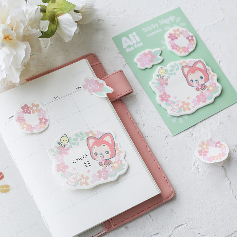 Ali The Fox Sticky Notes - Cute Animal Memo Pads for Office, School & Home Organization - 100 Sheets/Pack - Perfect for Reminders, Bookmarking & Creative Note Taking