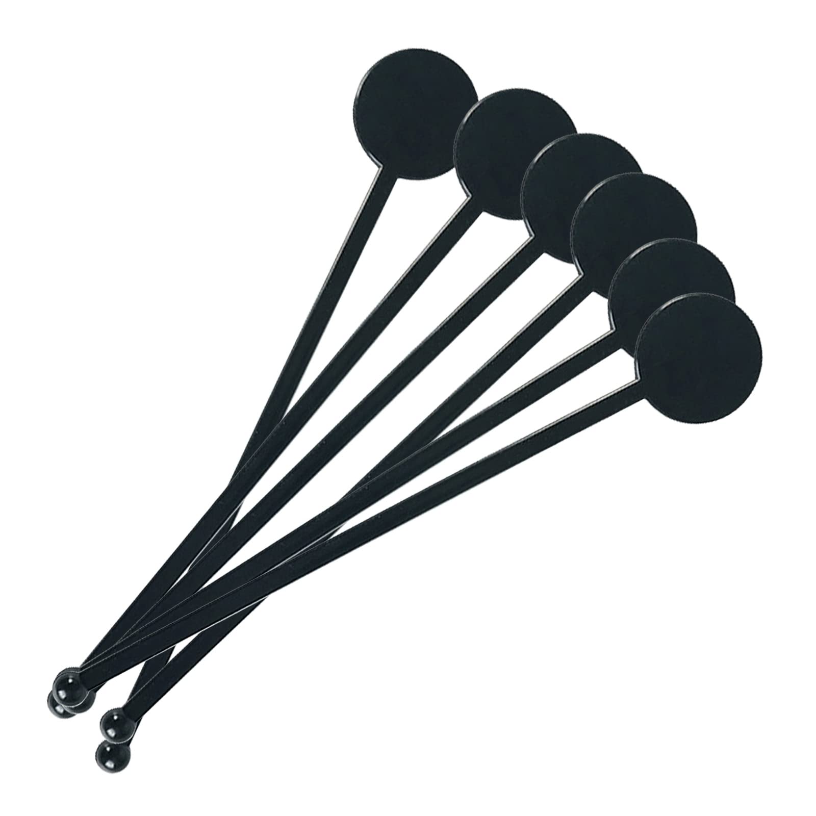 100Pcs 7-Inch Black Plastic Cocktail Swizzle Sticks with Disc Top - Disposable Drink Stirrers for Coffee, Whiskey & Beverages - Perfect for Home Bars, Parties & Mixing Cocktails