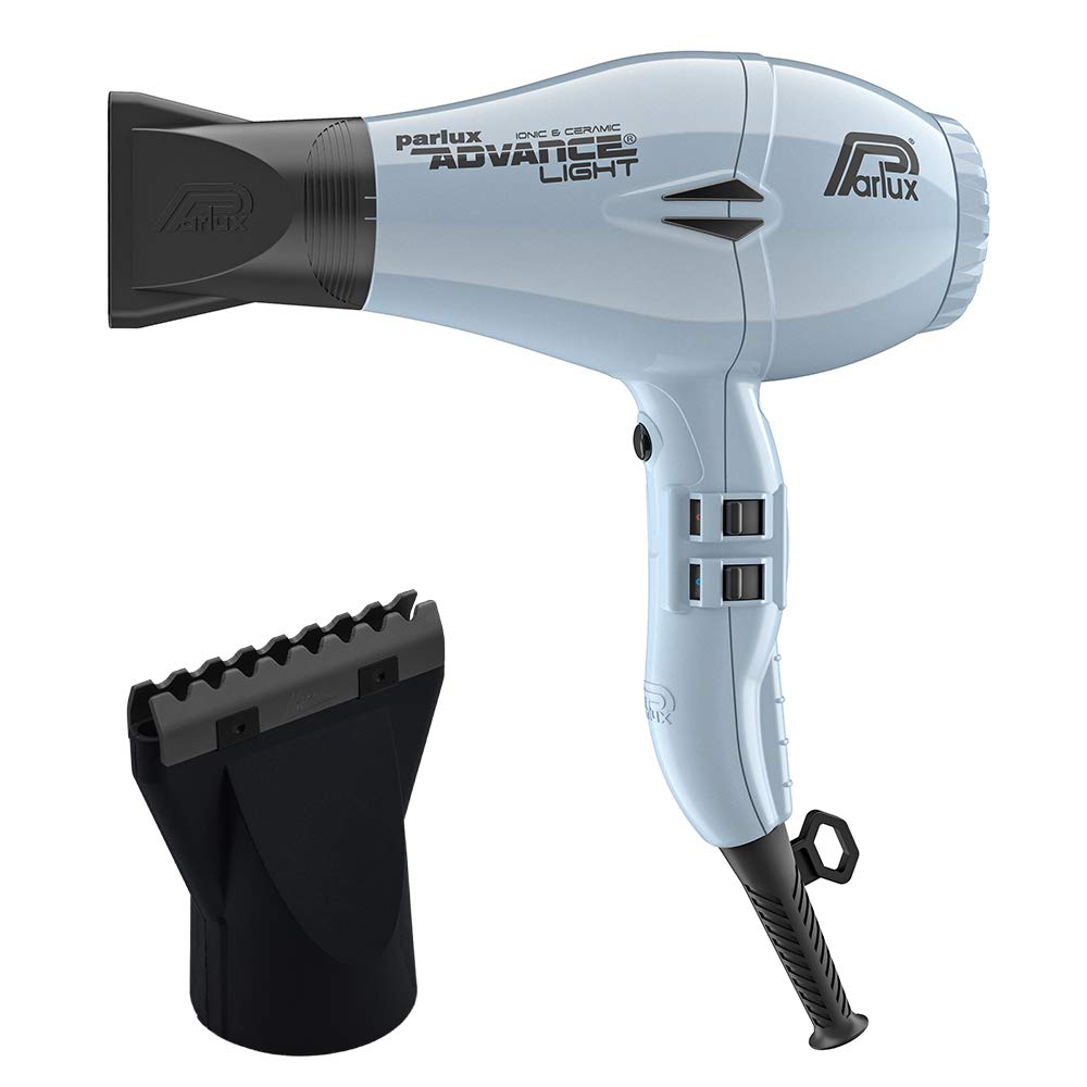 Parlux Advance Light Ice Ionic Ceramic Hair Dryer with Hot Blow Attachment - Professional Salon Blow Dryer for Smooth & Shiny Hair - Perfect for Home Use, Styling, and Travel (Black)