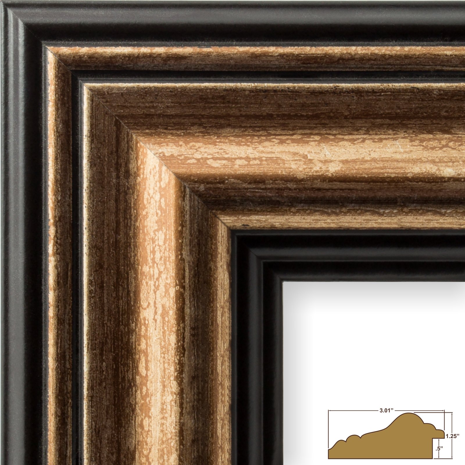 Craig Frames Sonora 8x12 Picture Frame - Aged Copper & Black for Wall Art