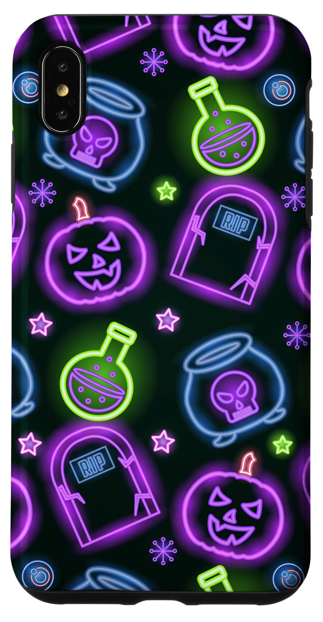 iPhone XS Max Halloween Phone Case - Pumpkin Witch Design Shockproof Protective Cover for Trick or Treat, Costume Party & Spooky Season