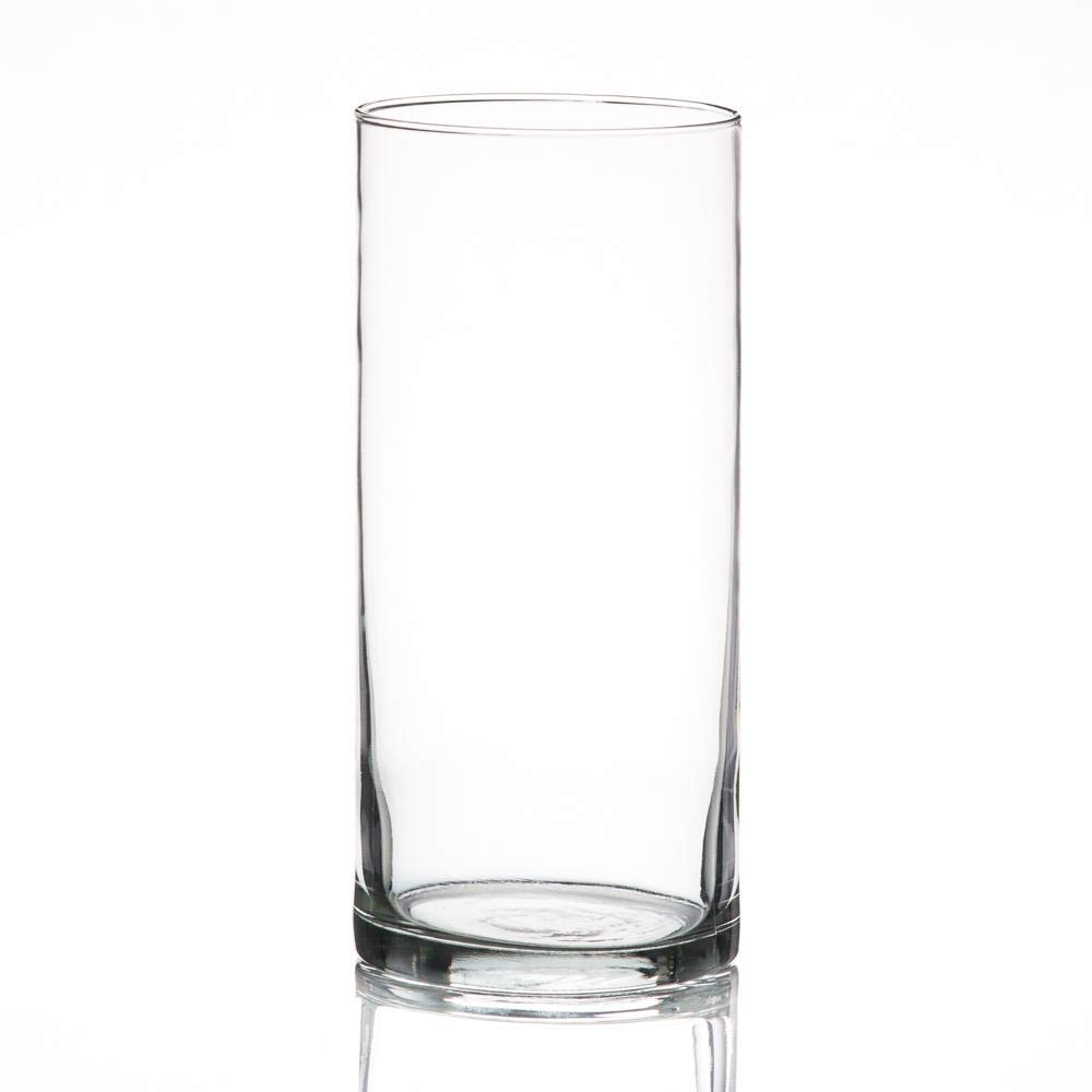 12 Pack Eastland Glass Cylinder Vases 7.5 Inch & 12 Pack Richland Pillar Candles 6 Inch Yellow - Perfect for Wedding Centerpieces, Home Decor, and Special Events