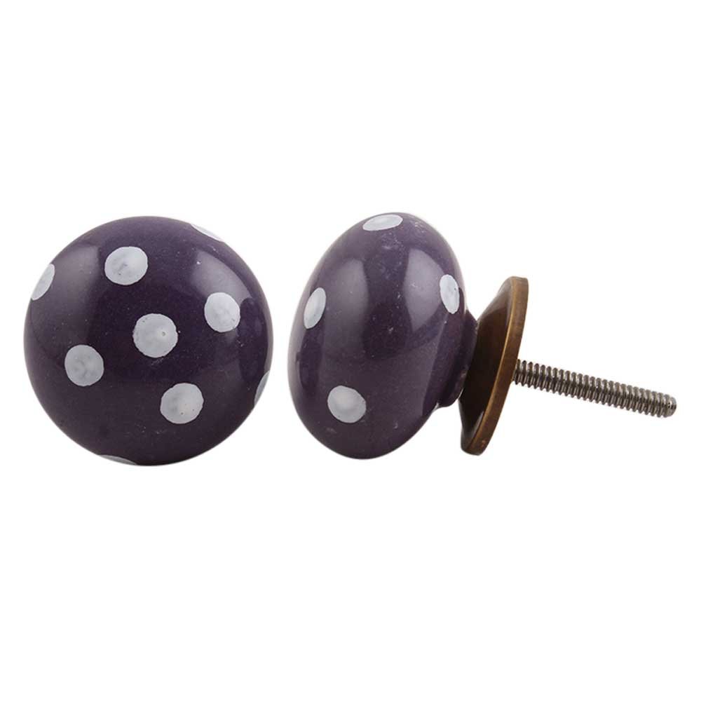 Premium 10-Piece Purple Polka Dot Ceramic Drawer Knobs - Elegant Kitchen Cabinet & Dresser Hardware Pulls for Home Decor & DIY Crafts - Perfect for Cabinets, Dressers, and Furniture Upgrades