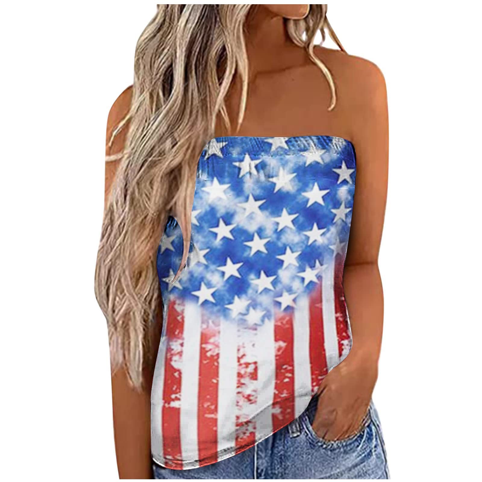 Ylioge Women's American Flag Print Graphic Tops - Sexy Vest for 4th of July, Independence Day & Summer Casual Wear | Patriotic Holiday Outfit, Beach Party & BBQ Shirt