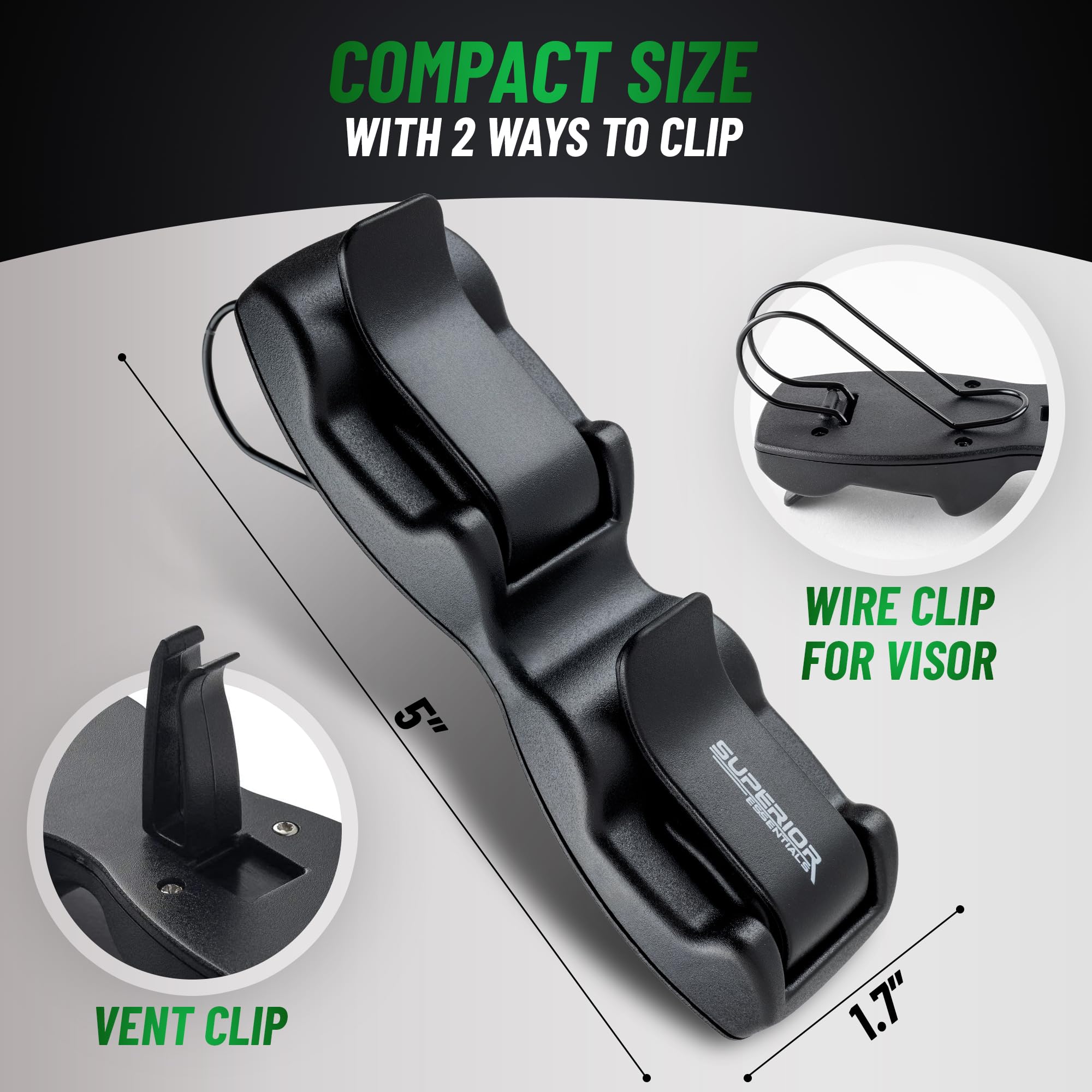 Car Visor Sunglass Holder with Eyeglass Mount & Ticket Card Clips - Luxury Car Accessories for Sun Glasses & Essentials - Perfect for Road Trips & Daily Commutes