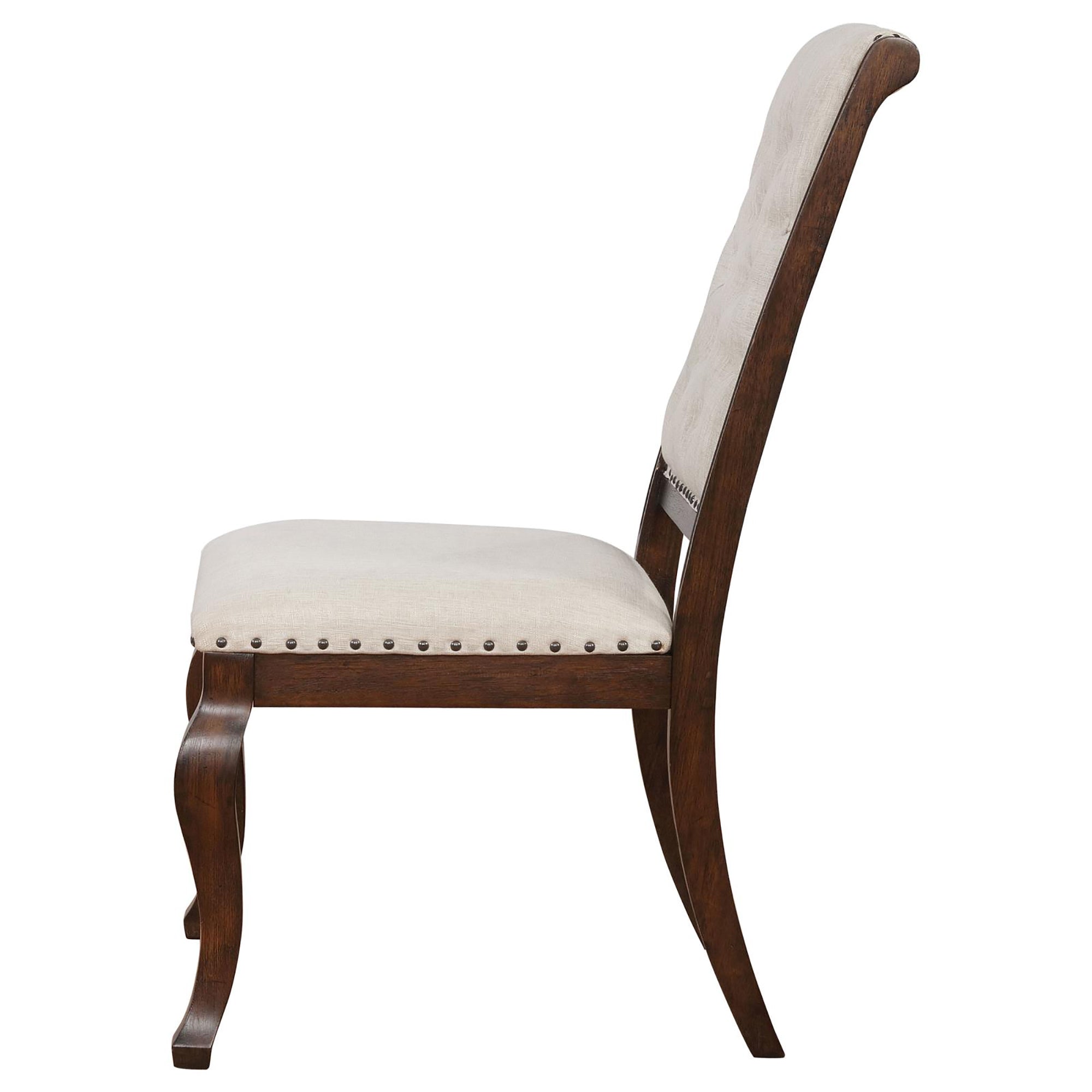Antique Java Tufted Back Dining Chairs - Set of 2 Cream Upholstered Side Chairs for Elegant Dining Room, Kitchen or Breakfast Nook - Comfortable & Stylish Seating for Home Decor