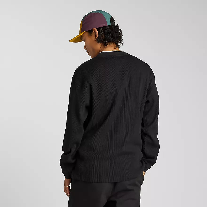 New Balance Waffle Knit Long Sleeve Henley Shirt for Men - Comfortable Casual Wear for Running, Gym & Everyday Outfits