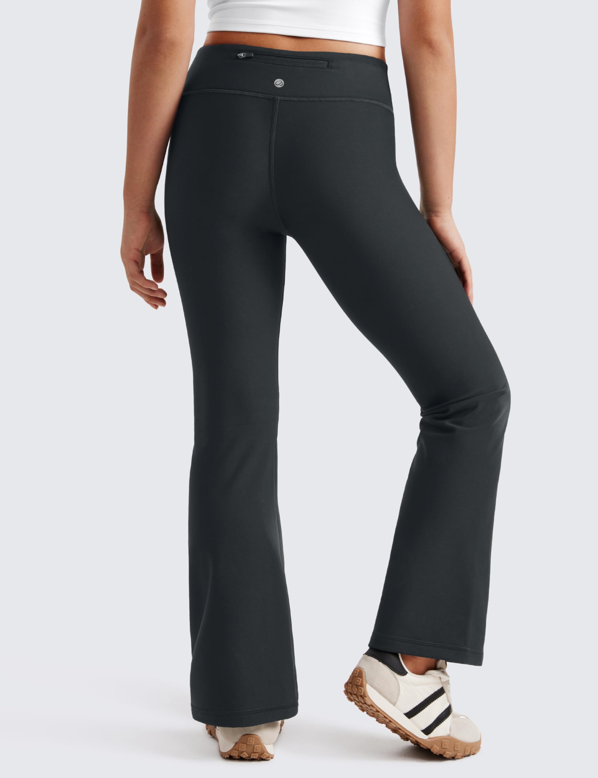 CRZ YOGA Women's Thermal Fleece-Lined Flare Leggings - High Waist Winter Warm Yoga Pants with Water Resistant Fabric for Yoga, Lounge & Casual Wear