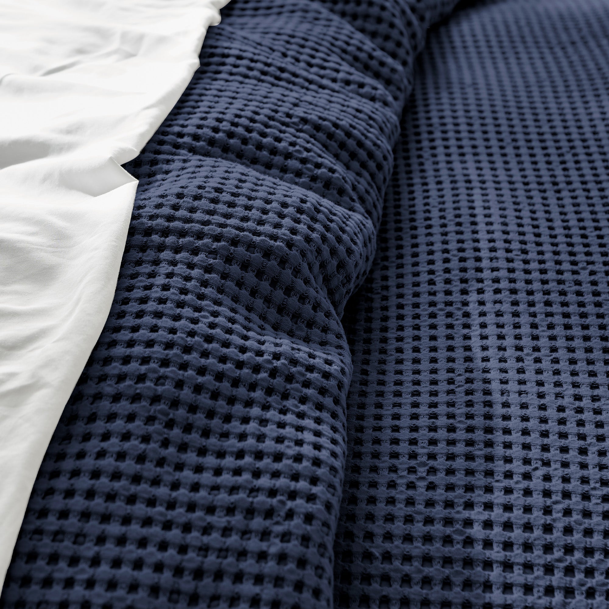 Mills Waffle Duvet Cover Set - Soft Textured Bedding for Cozy Comfort - Perfect for Master Bedroom, Guest Room & Dorm Decor