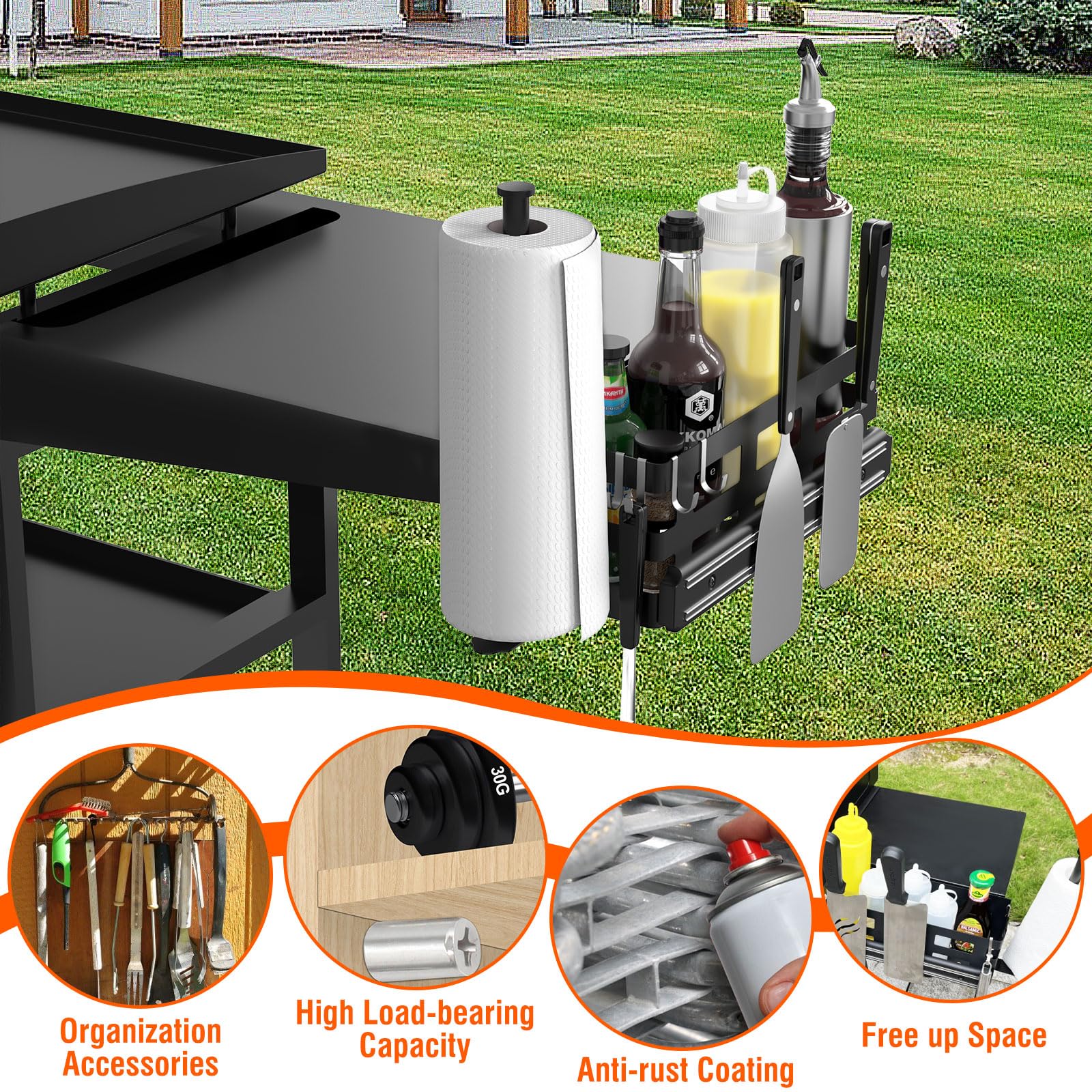 Blackstone Griddle Caddy - Magnetic Tool Organizer & Paper Towel Holder for Blackstone Griddles | Space Saving No Drill Accessories | Perfect for Outdoor Cooking, BBQs & Camping