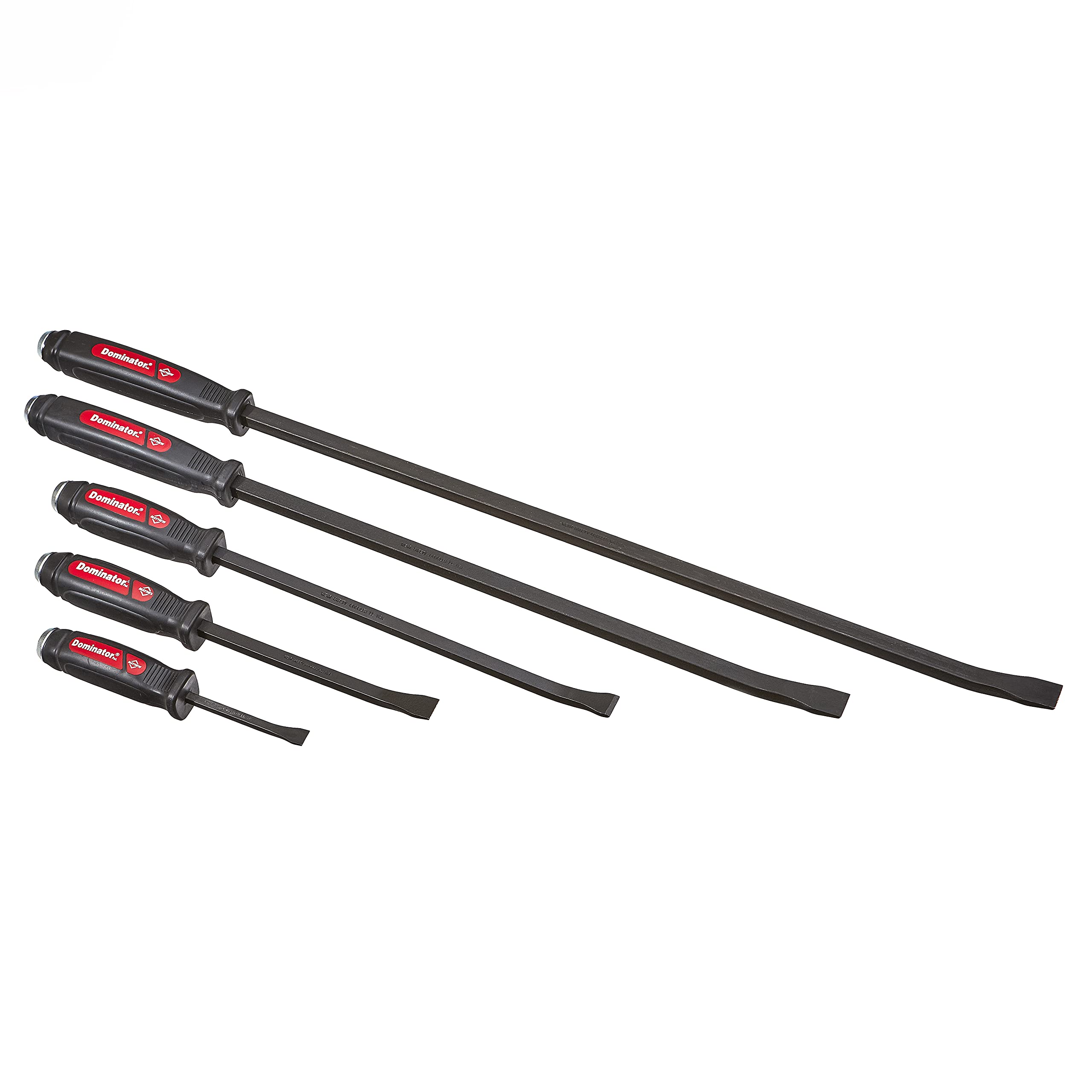 Mayhew Tools 61366 Dominator 5-Piece Curved Pry Bar Set with Black Oxide Finish - Heavy Duty Demolition & Construction Tool Kit for Professionals