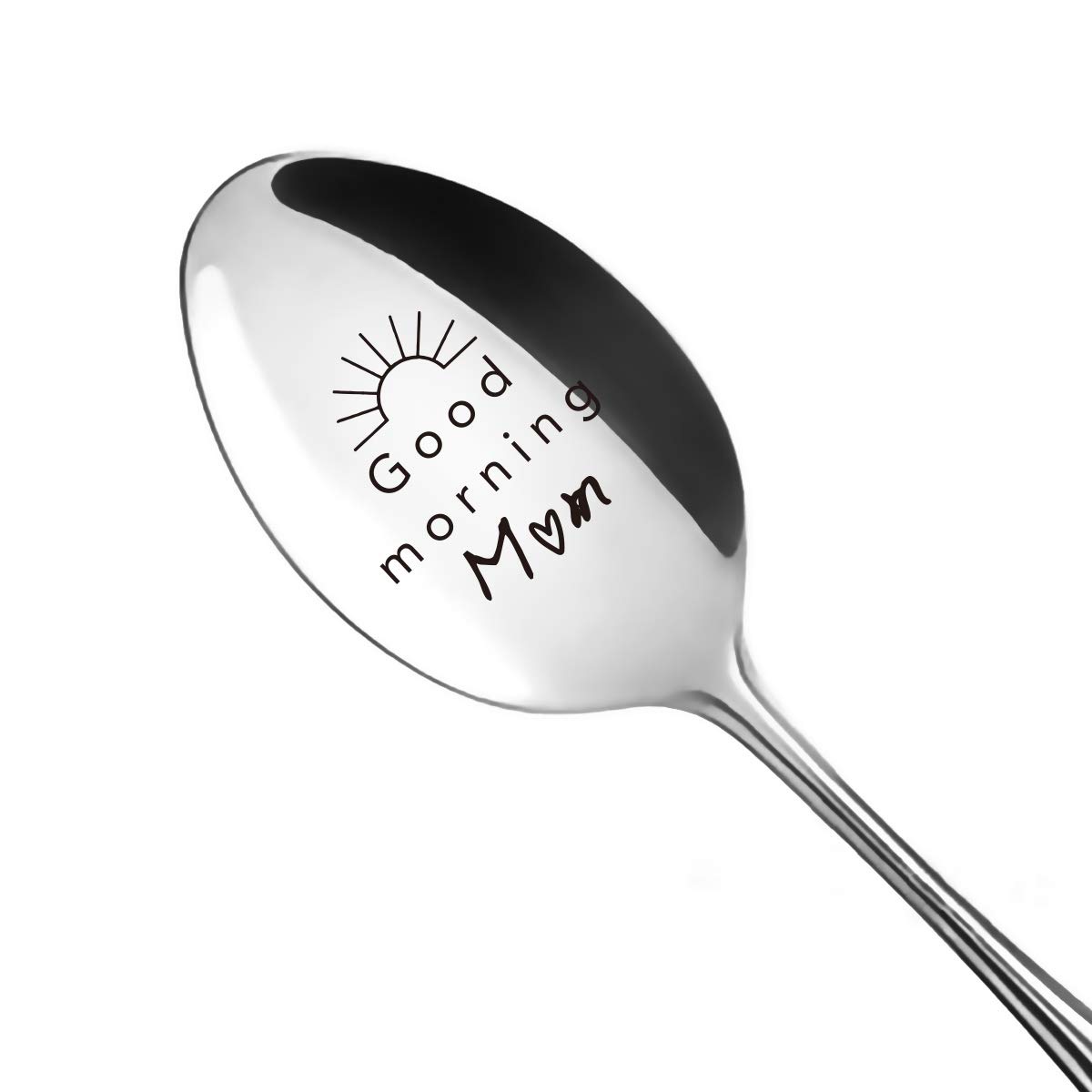 Funny Engraved Stainless Steel Spoon for Mom - Best Good Morning Mom Gift from Daughter, Son or Husband - Perfect Tea & Coffee Spoon for Mother's Day, Birthday & Christmas - Ideal for Breakfast in Bed, Coffee Time & Special Occasions