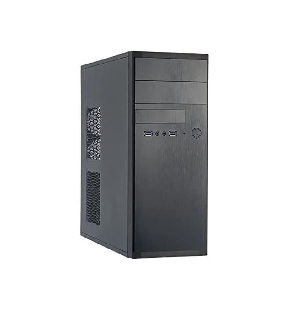 Chieftec HQ-01B Black Midi-Tower ATX Computer Case - Supports Micro ATX, 12cm Fan - Perfect for Home & Office PC Builds, Gaming & Workstations