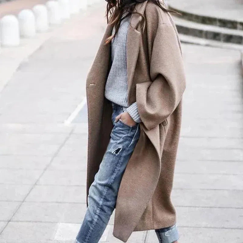 Women's Winter Thermal Wool Overcoat - Warm Long Coat for Cold Weather - Perfect for Outdoor Activities & Daily Wear