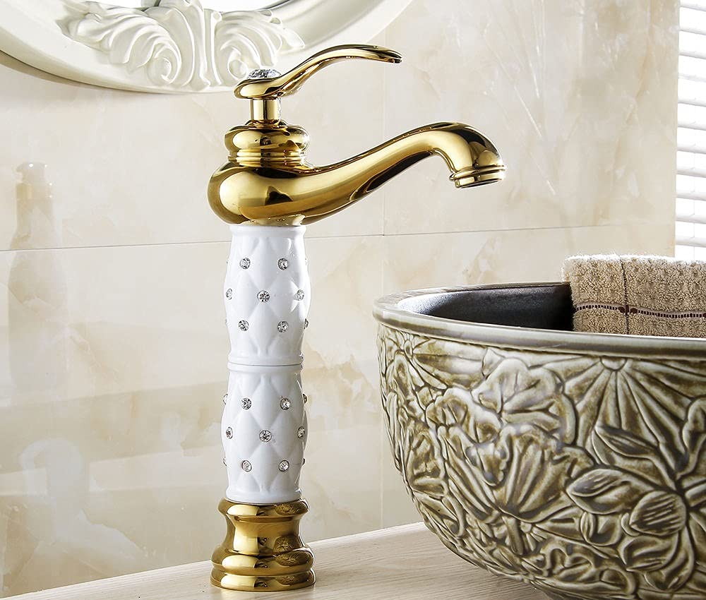Premium InArt Brass Single Lever Basin Mixer Tap - Bathroom Sink Faucet in White Gold Finish | Modern Water-Saving Design for Vanity, Powder Room & Guest Bathroom
