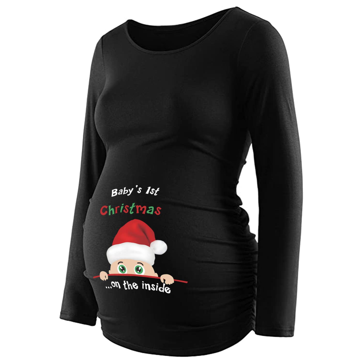 Funny Christmas Pregnancy Announcement T-Shirt for Women - Cute Maternity Tee Top for Holiday Photos & Family Gatherings