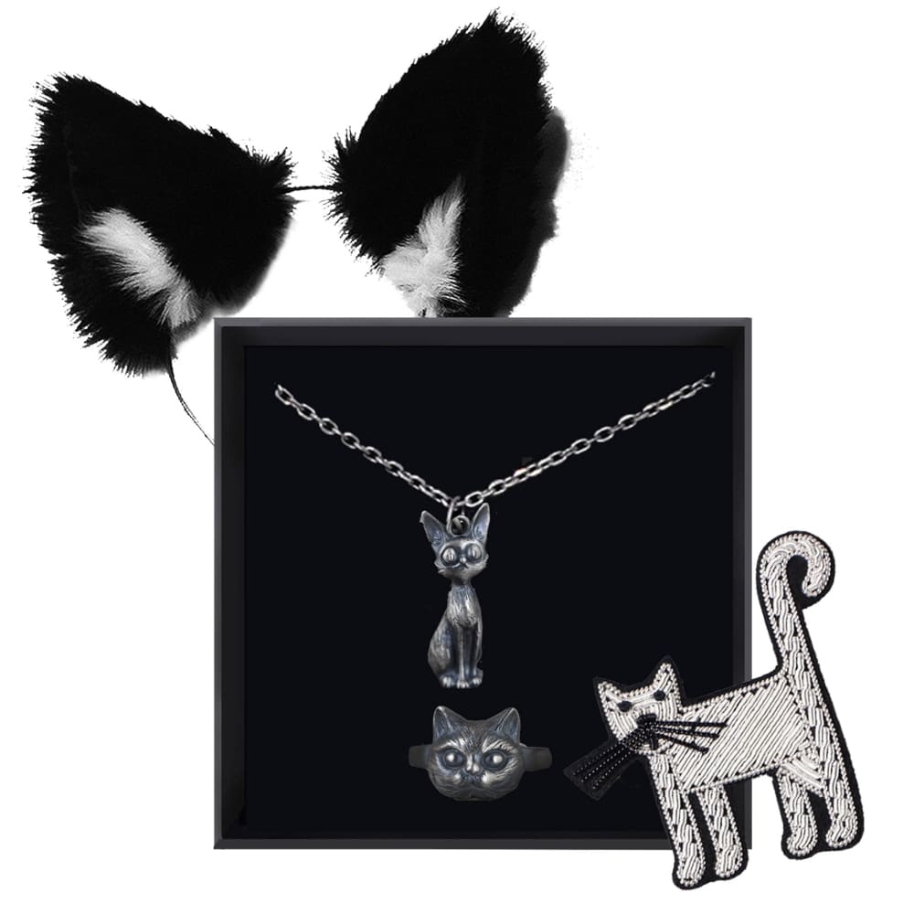Sterling Silver Cat Jewelry Set - Elegant Necklace & Earrings for Women - Perfect Gift for Cat Lovers & Everyday Wear