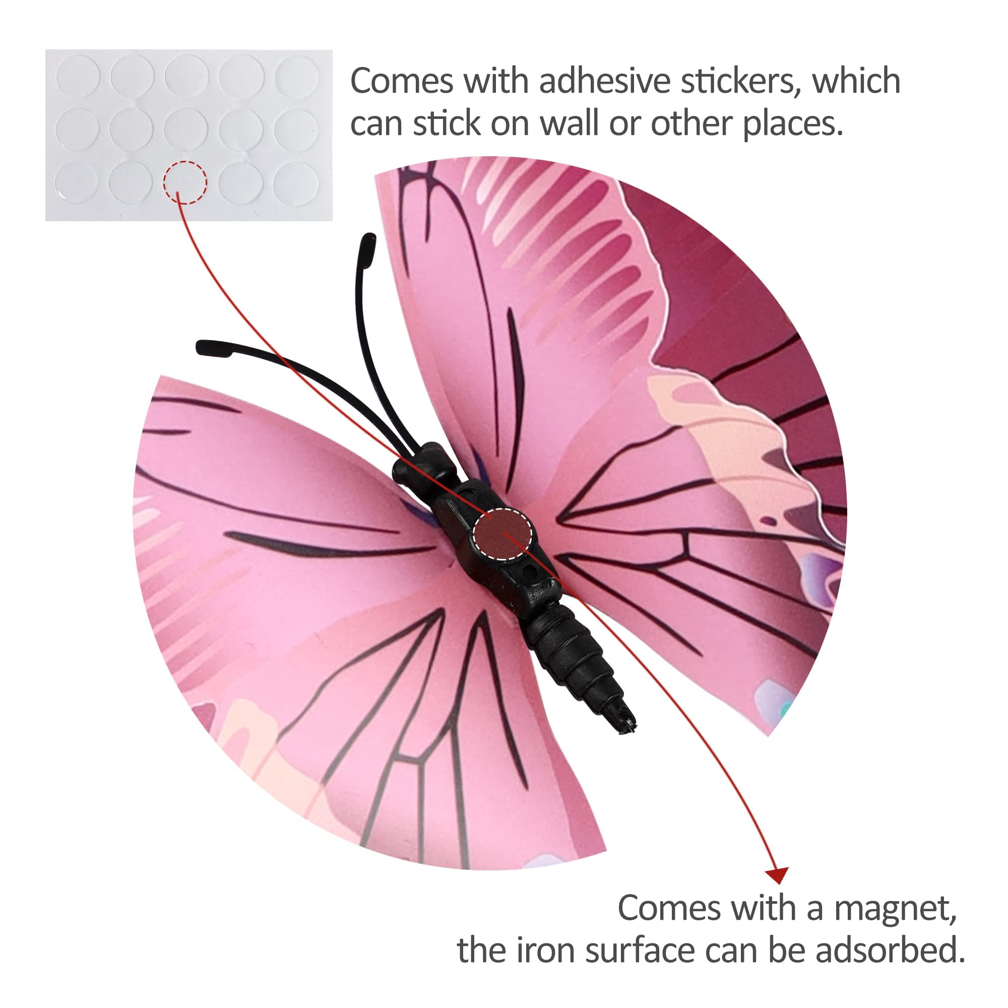 24PCS 3D Butterfly Wall Decals - Removable Pink Butterfly Stickers for Home Decor, Kids Room & Bedroom - Double Layer Wall Art Mural (24 Pieces) - Perfect for Nursery, Living Room & Party Decorations